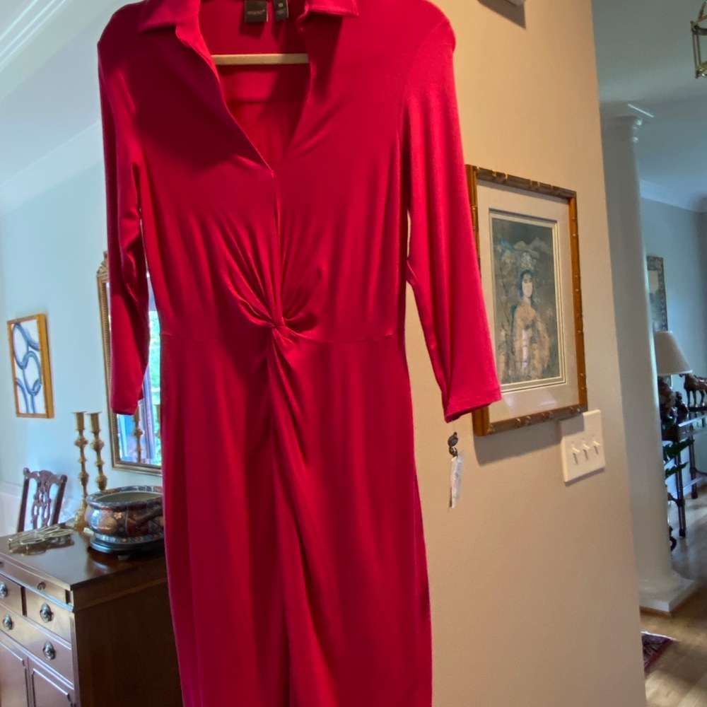 Muse deep pink twisted knot waist dress size 10.